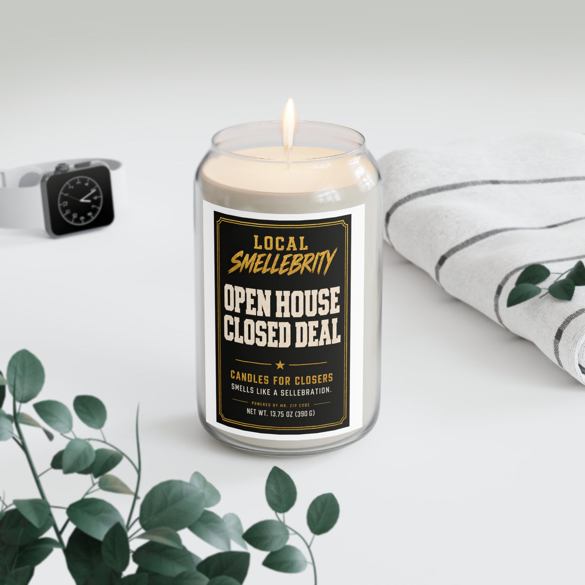 Scented Soy Candle — “Local Smellebrity: Open House Closed Deal” (13.75 oz)
