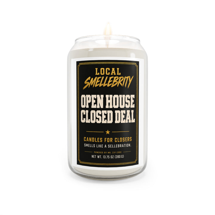 Scented Soy Candle — “Local Smellebrity: Open House Closed Deal” (13.75 oz)