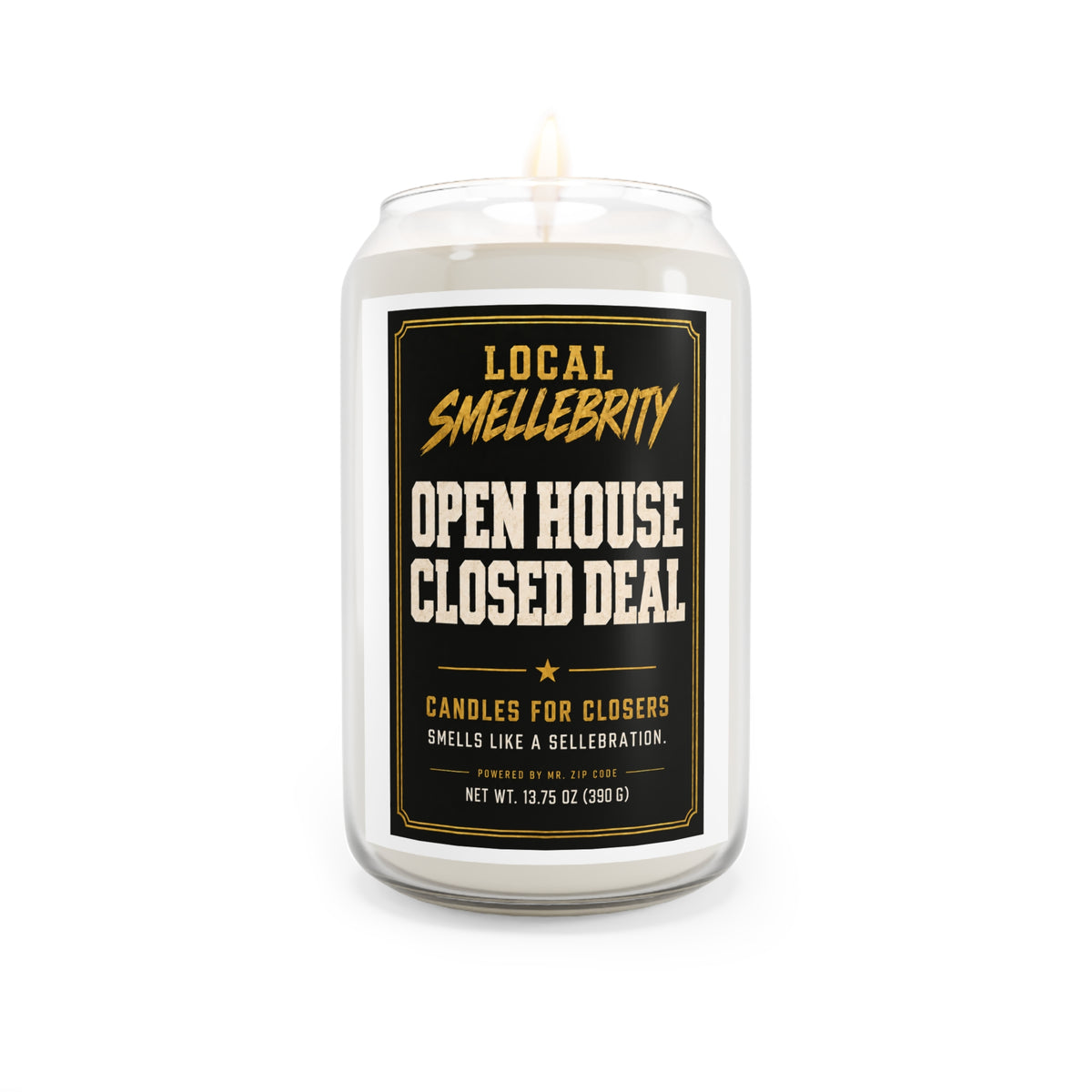 Scented Soy Candle — “Local Smellebrity: Open House Closed Deal” (13.75 oz)